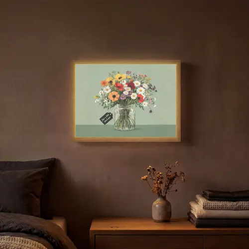 Bloemen - Vaas - Kaartje Light Box met batterij (Wandlamp) middel -sfeer4