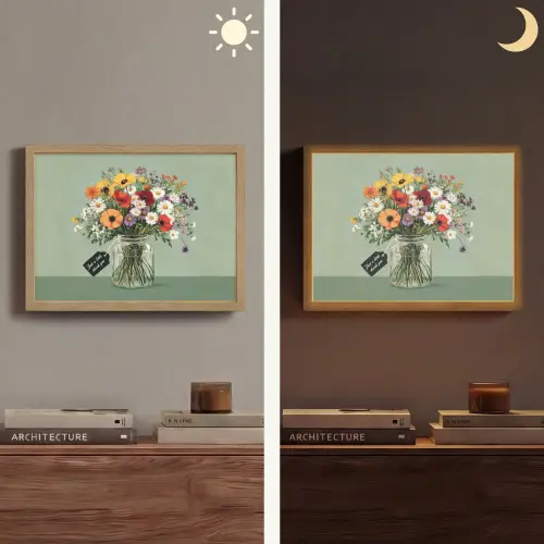 Bloemen - Vaas - Kaartje Light Box met batterij (Wandlamp) middel -sfeer3