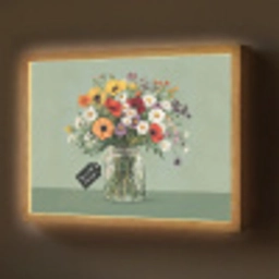 Bloemen - Vaas - Kaartje Light Box met batterij (Wandlamp) middel -z3d_website