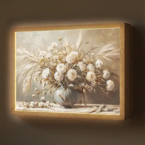 Bloemen - Vaas - Stilleven - Beige Light Box met batterij (Wandlamp) middel -z3d_website