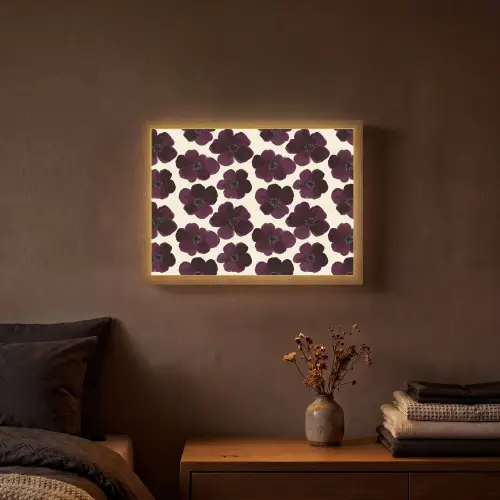 Bloemen - Aquarel - Paars Light Box met batterij (Wandlamp) middel 907 -sfeer4