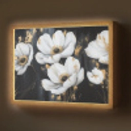 Bloemen - Wit - Abstract Light Box met batterij (Wandlamp) middel -z3d_website