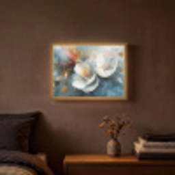 Bloemen - Wit - Goud - Kunst - Abstract Light Box met batterij (Wandlamp) middel -sfeer4