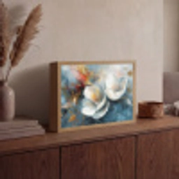 Bloemen - Wit - Goud - Kunst - Abstract Light Box met batterij (Wandlamp) middel -sfeer2