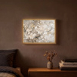 Bloemen - Wit - Goud - Beige  - Luxe Light Box met batterij (Wandlamp) middel -sfeer4