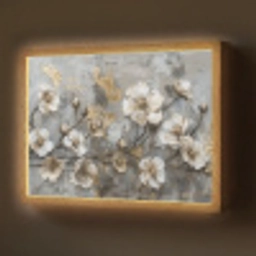 Bloemen - Wit - Grijs - Goud - Luxe Light Box met batterij (Wandlamp) middel -z3d_website