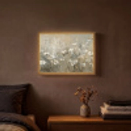 Bloemen - Wit - Natuur - Grijs - Modern Light Box met batterij (Wandlamp) middel -sfeer4