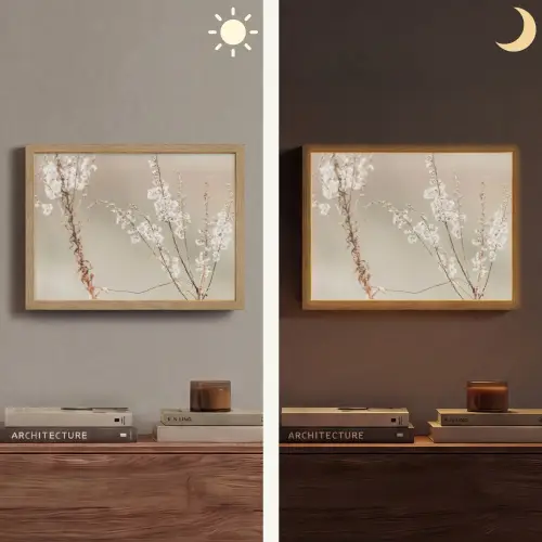 Bloemen - Wit - Planten Light Box met batterij (Wandlamp) middel -sfeer3