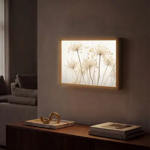 Bloemen - Wit - Zonlicht Light Box met batterij (Wandlamp) middel -sfeer1