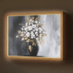 Bloemen - Wit - Vaas - Abstract Light Box met batterij (Wandlamp) middel -z3d_website