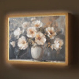 Bloemen - Wit - Vaas - Modern Light Box met batterij (Wandlamp) middel -z3d_website