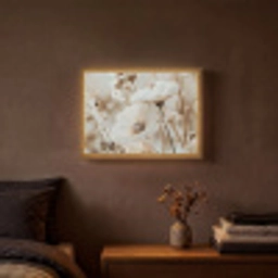 Bloemen - Winter - Wit - Sneeuw - Beige Light Box met batterij (Wandlamp) middel -sfeer4