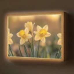 Bloemen - Geel - Wazig Light Box met batterij (Wandlamp) middel -z3d_website