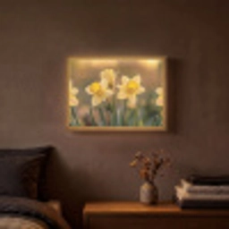 Bloemen - Geel - Wazig Light Box met batterij (Wandlamp) middel -sfeer4