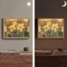 Bloemen - Geel - Wazig Light Box met batterij (Wandlamp) middel -sfeer3