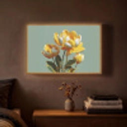 Bloemen - Geel - Bladeren - Structuur Light Box met batterij (Wandlamp) middel -sfeer4