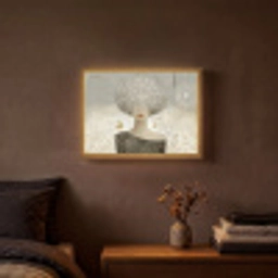 Pluis - Vrouw - Beige Light Box met batterij (Wandlamp) middel -sfeer4