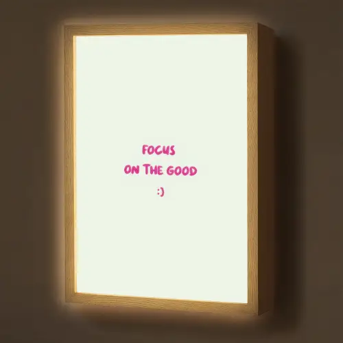 Focus - Beige - Roze - Smiley Light Box met batterij (Wandlamp) middel -z3d_website