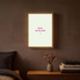 Focus - Beige - Roze - Smiley Light Box met batterij (Wandlamp) middel -sfeer4