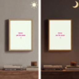 Focus - Beige - Roze - Smiley Light Box met batterij (Wandlamp) middel -sfeer3