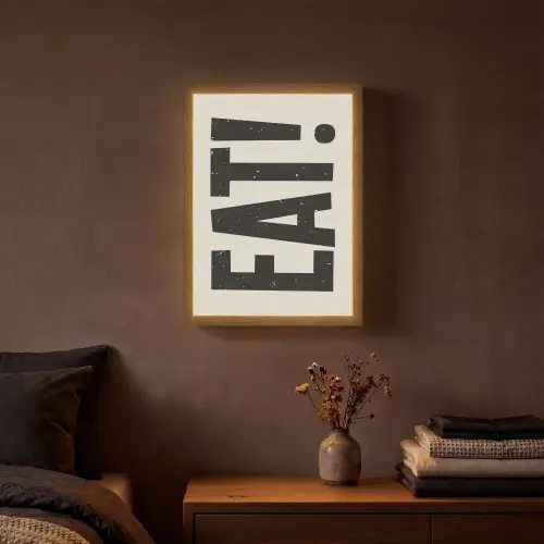 Eten - zwart - Japandi - Wit Light Box met batterij (Wandlamp) middel -sfeer4
