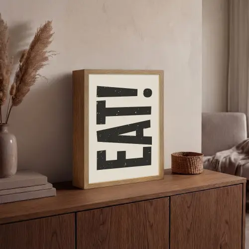Eten - zwart - Japandi - Wit Light Box met batterij (Wandlamp) middel -sfeer2