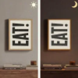 Eten - zwart - Japandi - Wit Light Box met batterij (Wandlamp) middel -sfeer3