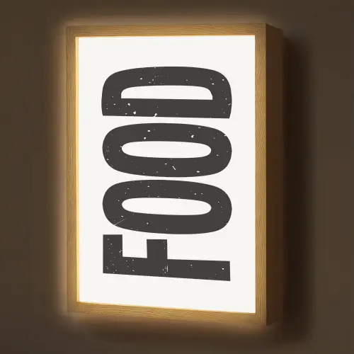Food - Zwart - Wit - Decoratie Light Box met batterij (Wandlamp) middel -z3d_website