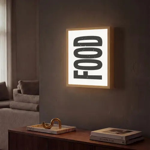 Food - Zwart - Wit - Decoratie Light Box met batterij (Wandlamp) middel -sfeer1