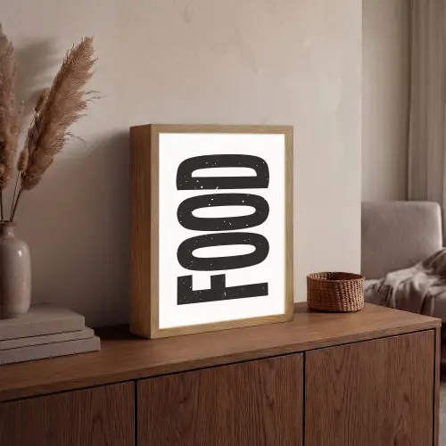 Food - Zwart - Wit - Decoratie Light Box met batterij (Wandlamp) middel -sfeer2