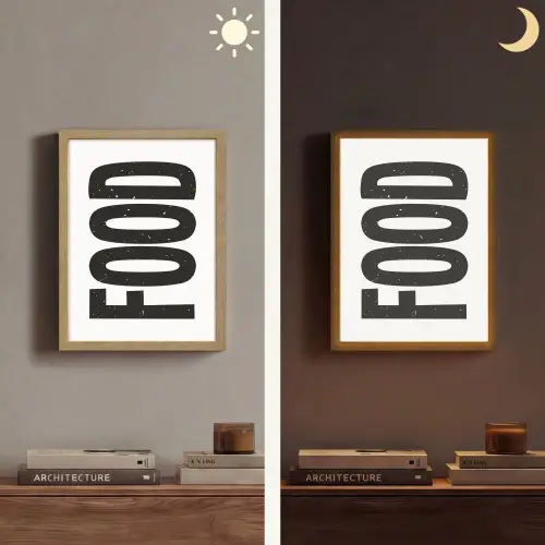 Food - Zwart - Wit - Decoratie Light Box met batterij (Wandlamp) middel -sfeer3