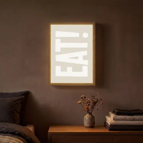 Eten - Decoratie - Beige - Wit Light Box met batterij (Wandlamp) middel -sfeer4