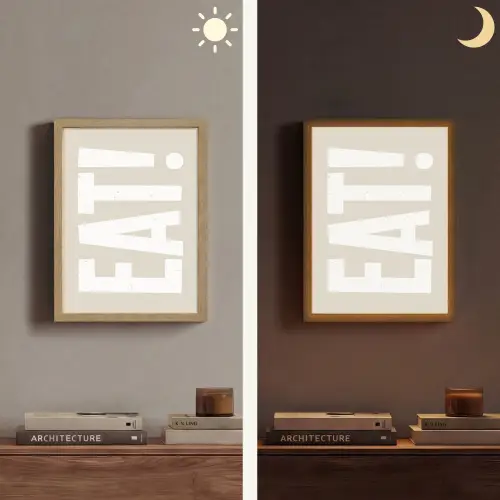 Eten - Decoratie - Beige - Wit Light Box met batterij (Wandlamp) middel -sfeer3