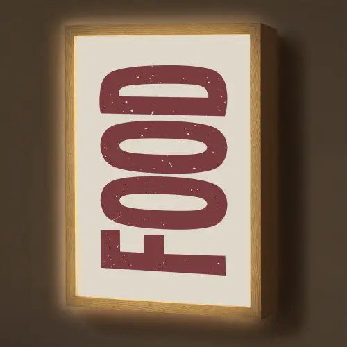 Eten - Japandi - Rood - Decoratie Light Box met batterij (Wandlamp) middel -z3d_website