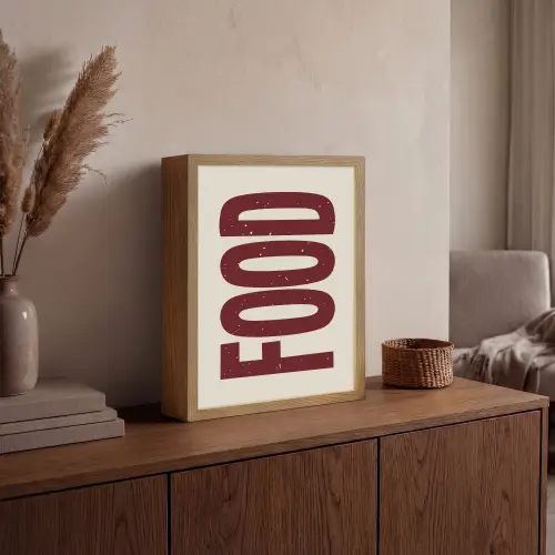 Eten - Japandi - Rood - Decoratie Light Box met batterij (Wandlamp) middel -sfeer2