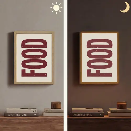 Eten - Japandi - Rood - Decoratie Light Box met batterij (Wandlamp) middel -sfeer3