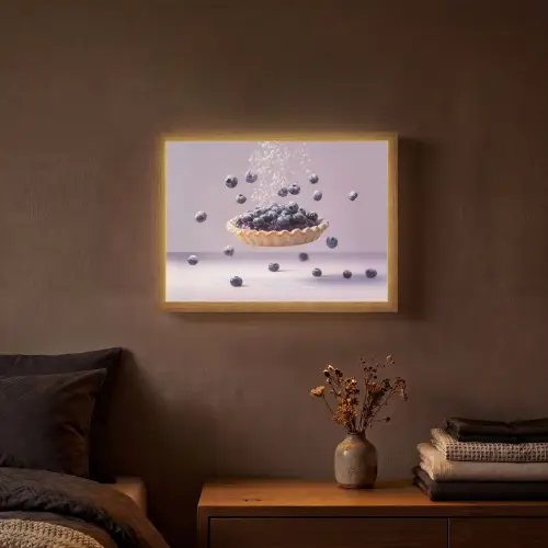 Eten - Taart - Bessen - Blauw Light Box met batterij (Wandlamp) middel -sfeer4