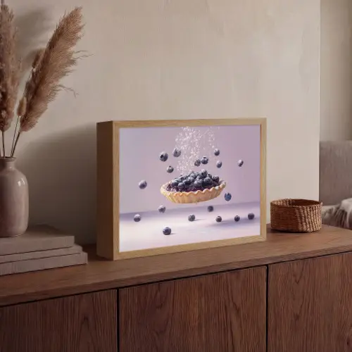 Eten - Taart - Bessen - Blauw Light Box met batterij (Wandlamp) middel -sfeer2