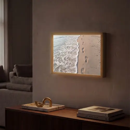 Voetstappen - Vloedlijn - Zee Light Box met batterij (Wandlamp) middel -sfeer1