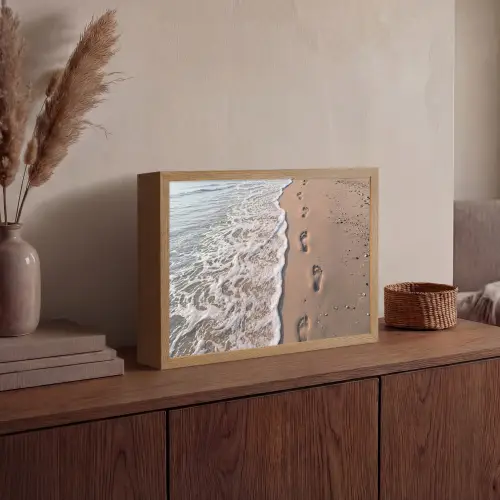 Voetstappen - Vloedlijn - Zee Light Box met batterij (Wandlamp) middel -sfeer2