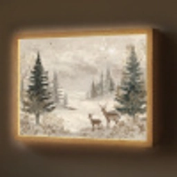 Bos - Herten - Winter - Sneeuw Light Box met batterij (Wandlamp) middel -z3d_website