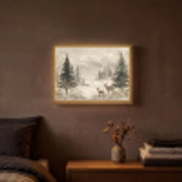 Bos - Herten - Winter - Sneeuw Light Box met batterij (Wandlamp) middel -sfeer4