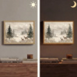 Bos - Herten - Winter - Sneeuw Light Box met batterij (Wandlamp) middel -sfeer3