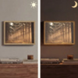 Bos - Mist - Zonlicht Light Box met batterij (Wandlamp) middel -sfeer3