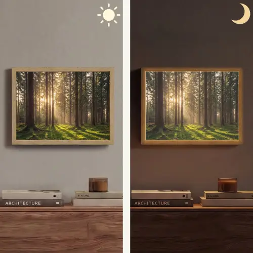 Bos - Gras - Zonlicht Light Box met batterij (Wandlamp) middel -sfeer3