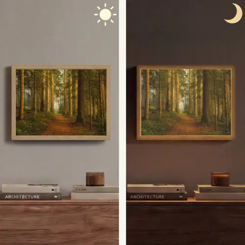 Bos - Natuur - Bomen - Landschap - Bladeren Light Box met batterij (Wandlamp) middel -sfeer3