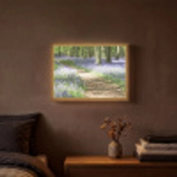 Bos - Pad - Bloemen - Paars - Groen - Natuur Light Box met batterij (Wandlamp) middel -sfeer4