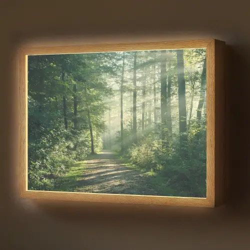 Bos - Pad - Zon - Bomen - Groen - Natuur Light Box met batterij (Wandlamp) middel -z3d_website