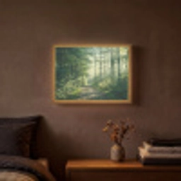 Bos - Pad - Zon - Bomen - Groen - Natuur Light Box met batterij (Wandlamp) middel -sfeer4