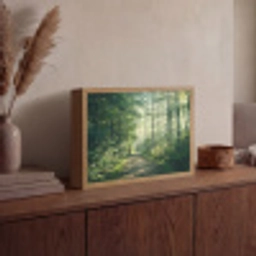 Bos - Pad - Zon - Bomen - Groen - Natuur Light Box met batterij (Wandlamp) middel -sfeer2